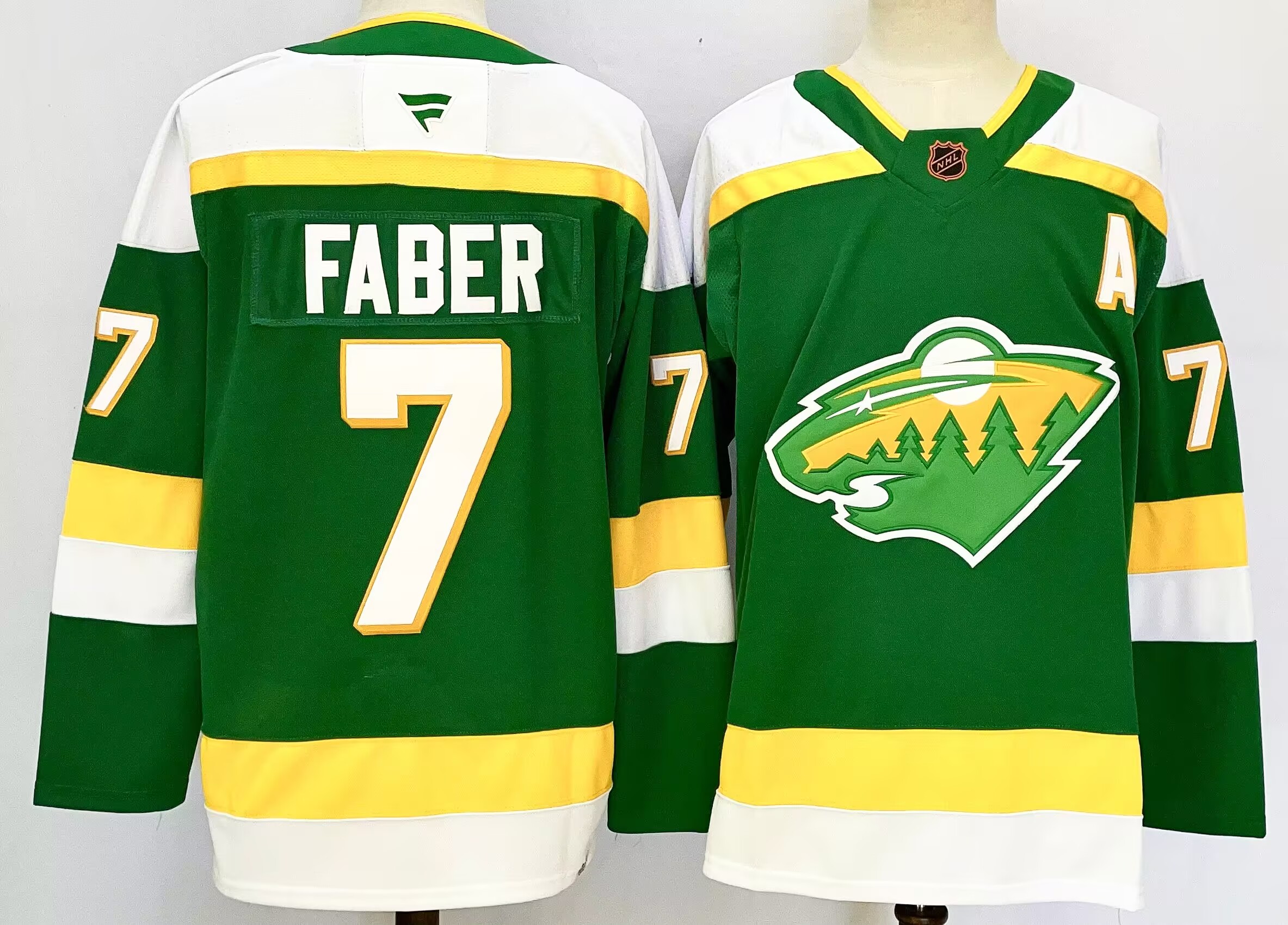 Men's Green Minnesota Wild #7 Brock Faber 2024-25 Alternate With A Patch Stitched Hockey Jersey